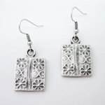 Flowered Square Pewter Adjustable Ring